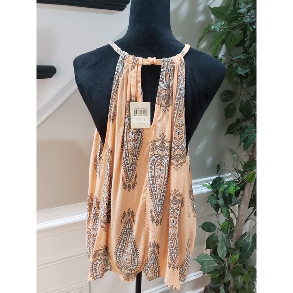 Lucky Brand Women's Peach 100% Rayon Round Neck Sleeveless Top Blouse Size L - Picture 6 of 13